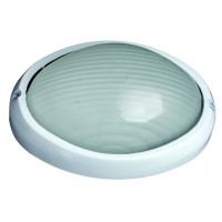 Lampada applique da parete esteriore semi ovale in alluminio E27 IP44 color bianco