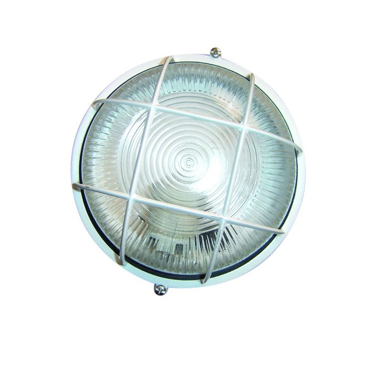 Lampada applique da parete esteriore rotonda in alluminio E27 IP44 color bianco