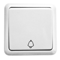 Interruttore pulsante da parete a superficie con simbolo campana, bianco 