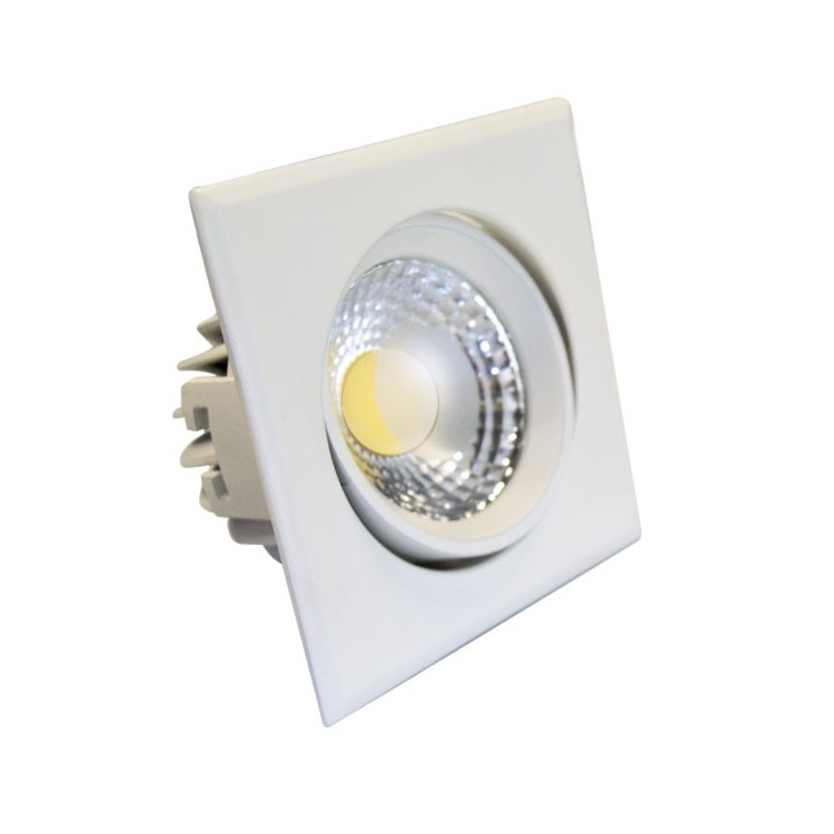 Faretto LED Cob a incasso quadrato orientabile 5W 450Lm 3000K color bianco