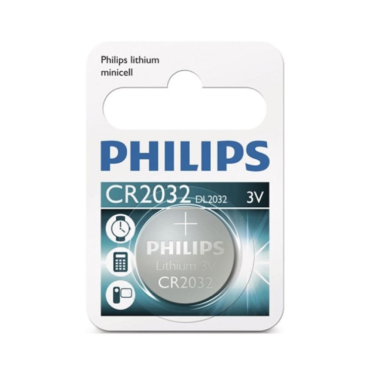 Scatola da 10 blister pila a bottone - Lithium Philips CR2032 3V - Blister 1 unità