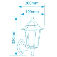 Lanterna da parete per giardino esteriore 6 lati in alluminio E27 60W 230V IP44 color bianco