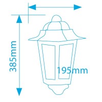 Lampada da parete per giardino esteriore 3 lati in alluminio tipo lanterna E27, 60W. 230V IP44 color nero