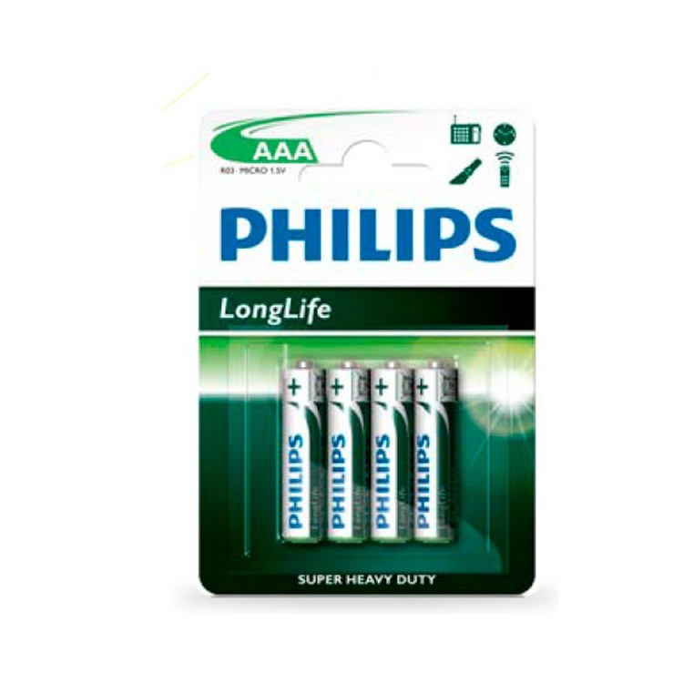 Scatola da 12 blister da 4 pile saline Philips R-03 (AAA) - batterie