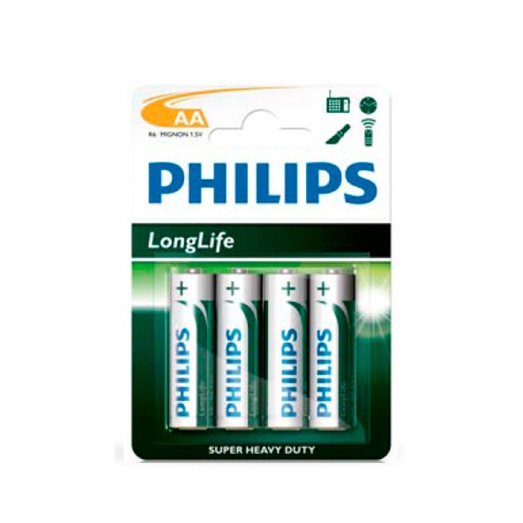 Scatola da 12 blister da 4 pile saline Philips R6 (AA) - batterie