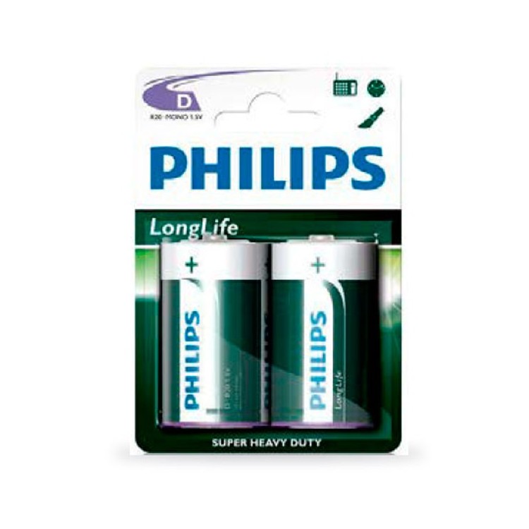 Scatola da 12 blister da 2 pile saline Philips 20 (D) - batterie