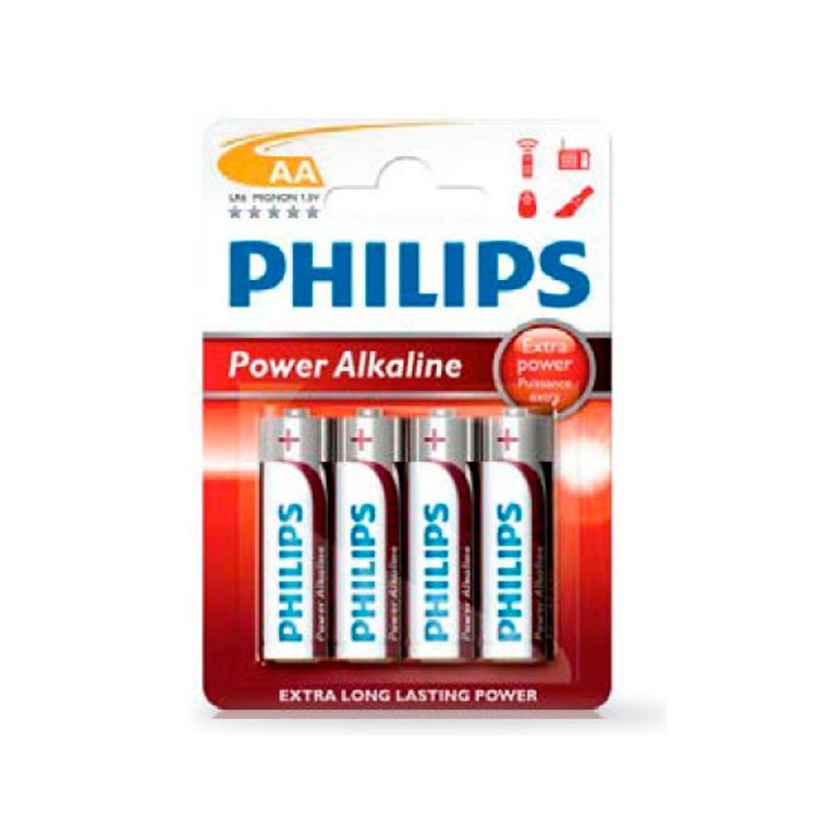 Scatola da 12 blister da 4 pile LR6 Philips AA - batterie alcaline