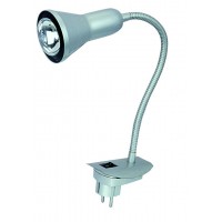 Lampada flessibile da parete con spina incorporata E14 color grigio