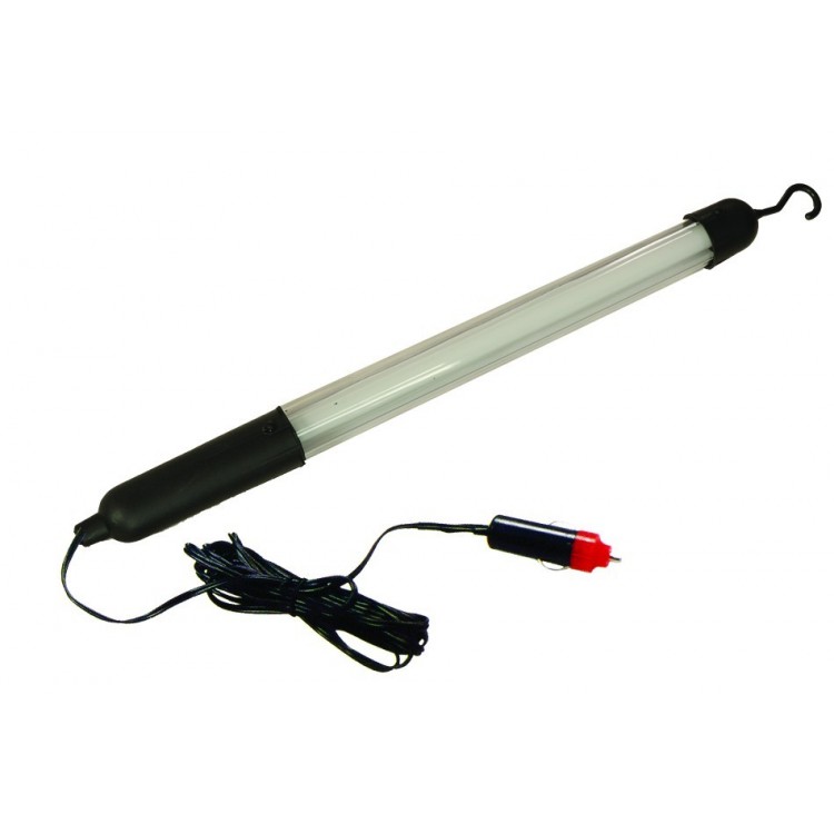Tubo fluorescente portatile 8W 12V, con collegamento accendisigari auto e pinze batteria 5 metri