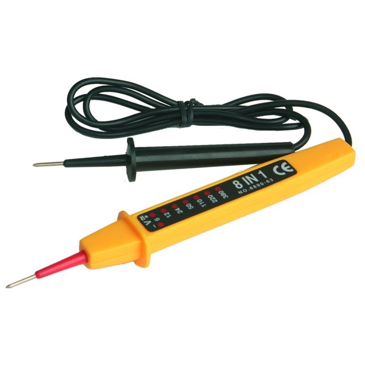 Tester di tensione / voltaggio. Controller di circuiti,  indica la tensione AC/DC, 6, 12, 24,50,110,220 e 380V.
